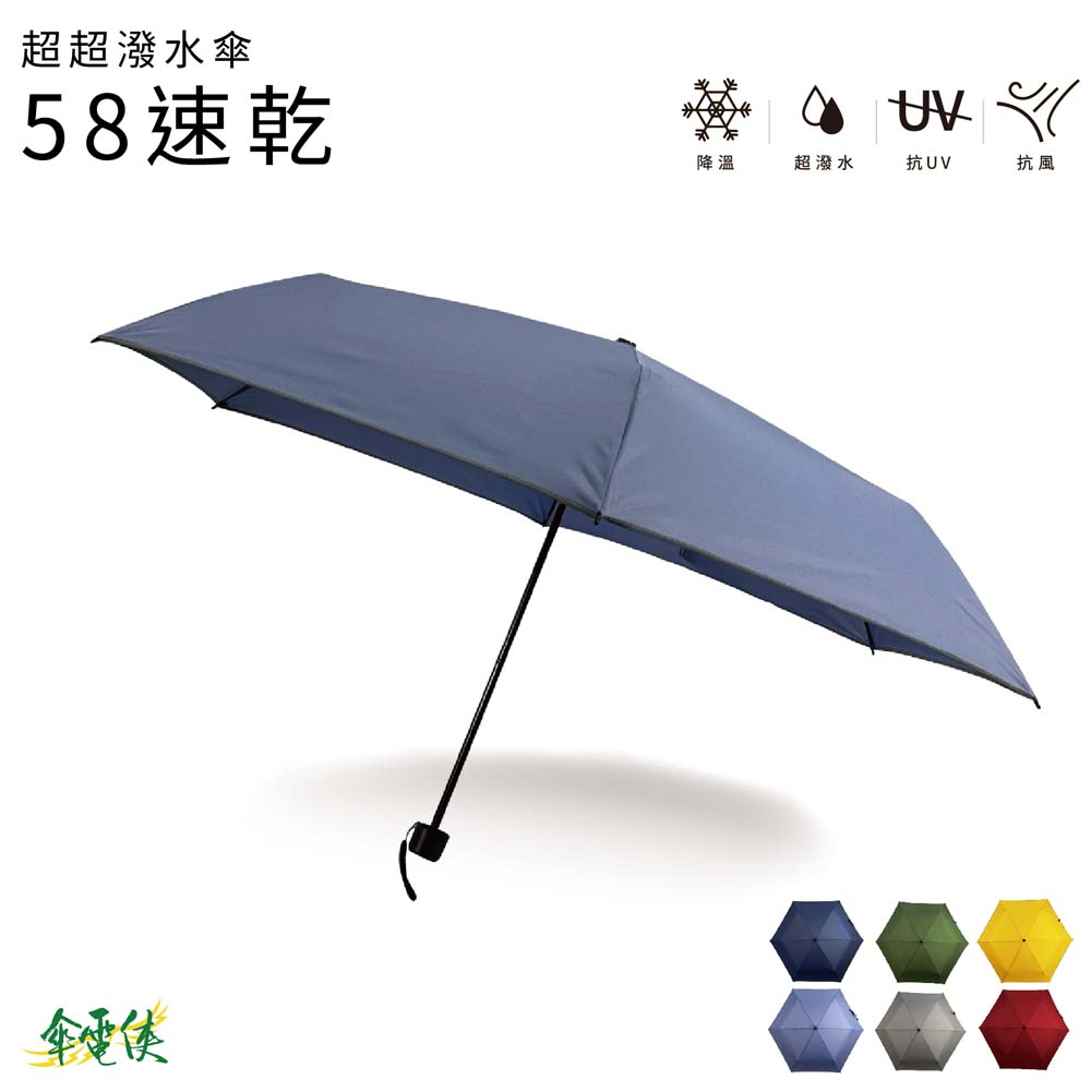【傘電俠】23吋三折傘 超超潑水傘 - 58速乾 05-580024, , large