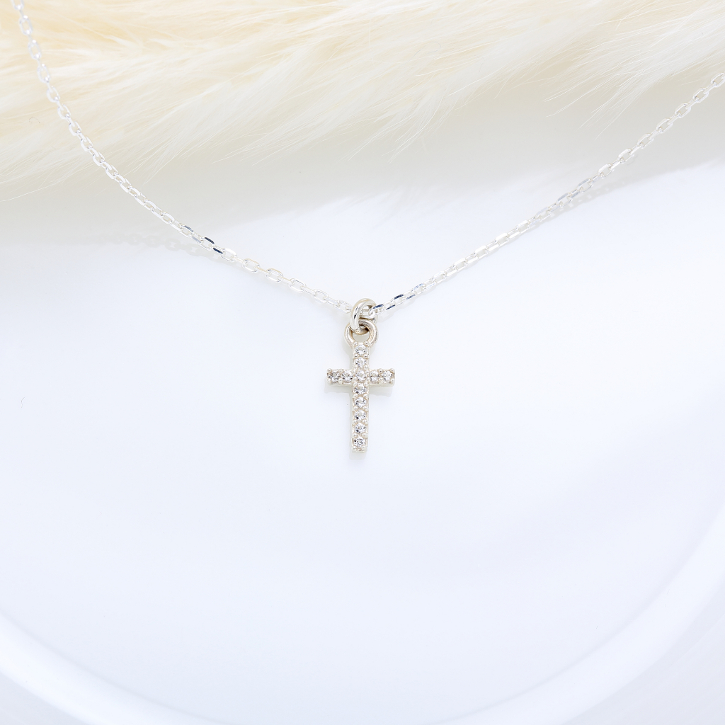 【Angel & Me】5A CZ Cross s925 sterling silver necklace Faith God Jesus gift, , large
