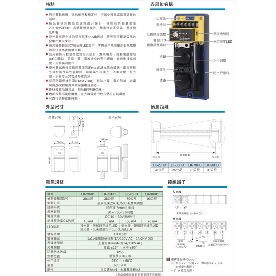昌運監視器 Garrison LK-35HD 35M 雙軌相對式紅外線偵測器 7段位階LED指示, , large