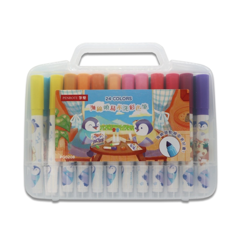 24-Color Sponge-Tip Washable Markers, , large