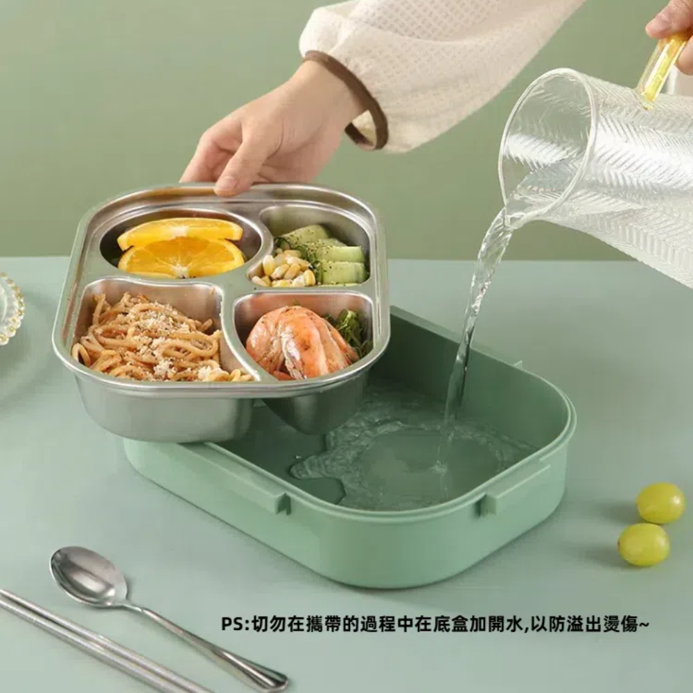 【A&R】馬卡色304不鏽鋼五格微波便當盒附湯碗+餐具 1500ML 三色任選, , large