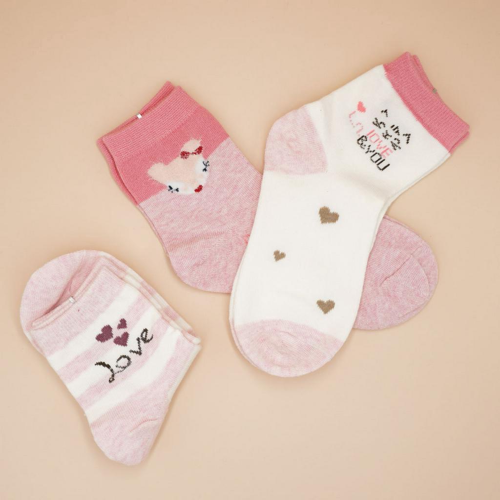 [Kaimei Cotton Industry] 10 pairs set, random and excellent, MIT made in Taiwan, pure cotton comfortable style big children's socks, pink love style, 18-22cm, , large