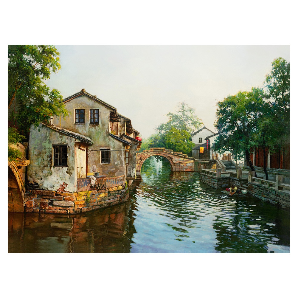【御畫房】江南水鄉 國家一級畫師手繪油畫80&times;110cm(VF-64), , large