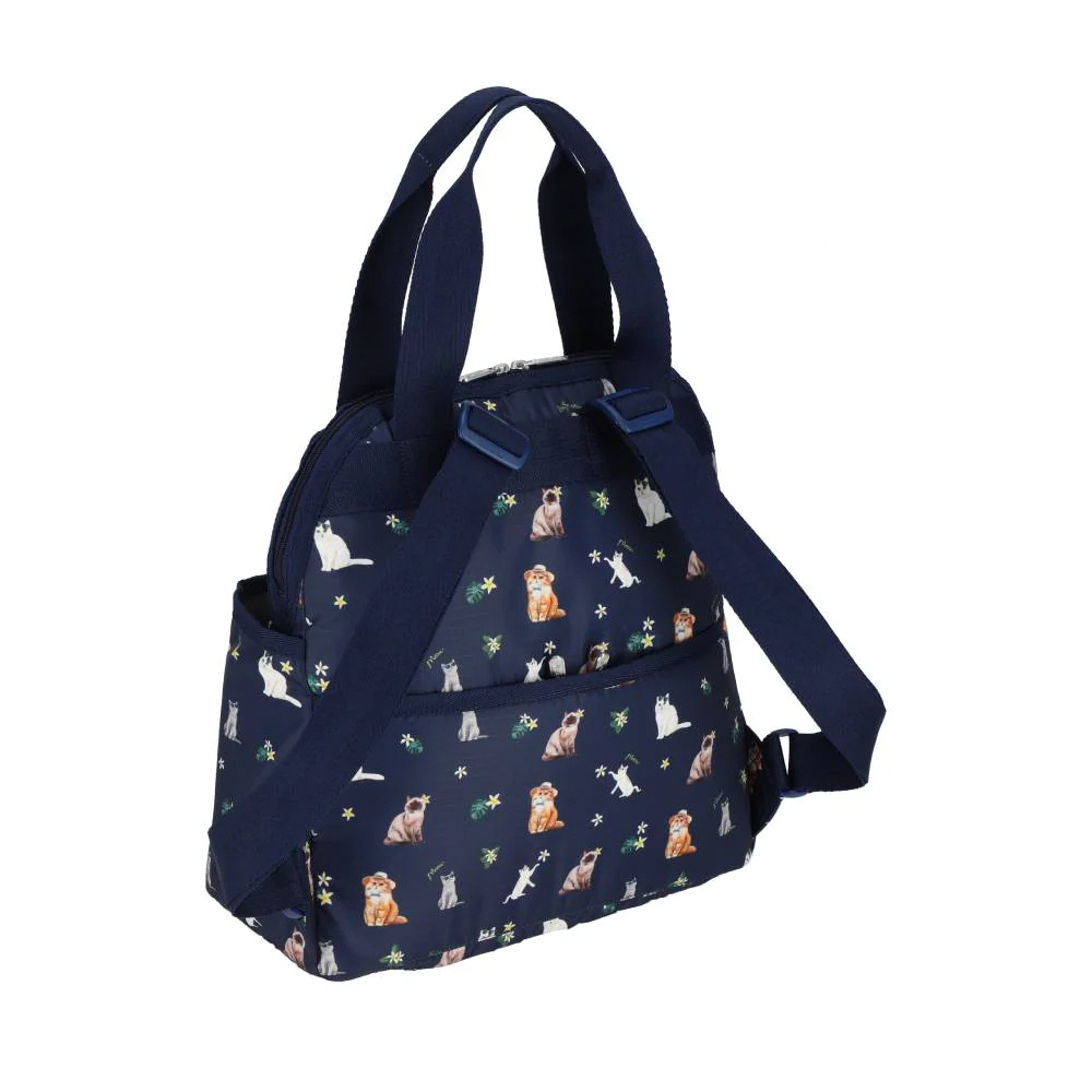 Lesportsac Double Trouble Backpack 手提兩用後背包 媽媽包 送禮 禮物 推薦 女包(熱帶度假貓咪)L261-2442PB-HF95, , large