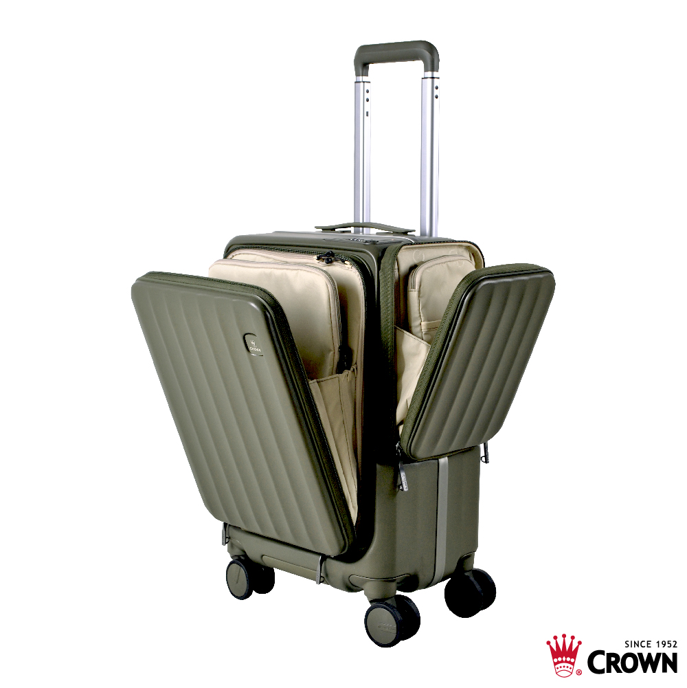 【CROWN】WAVE 19.5吋前開式側袋磁吸登機箱-森林抹茶, , large