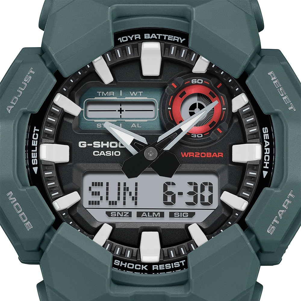 CASIO 卡西歐 G-SHOCK 10年電力雙顯手錶 學生錶 GA-010-2A, , large