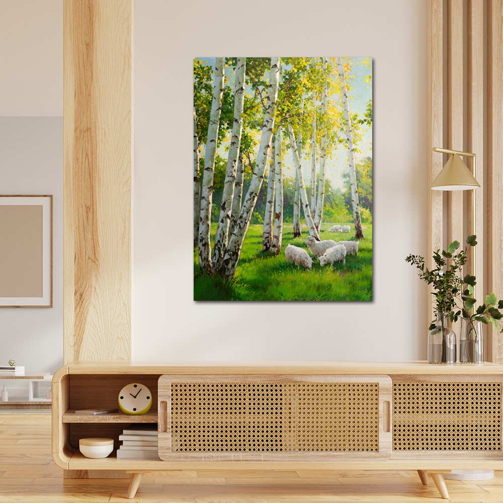 【御畫房】白樺林之春 國家一級畫師手繪油畫60&times;90cm(VF-99), , large