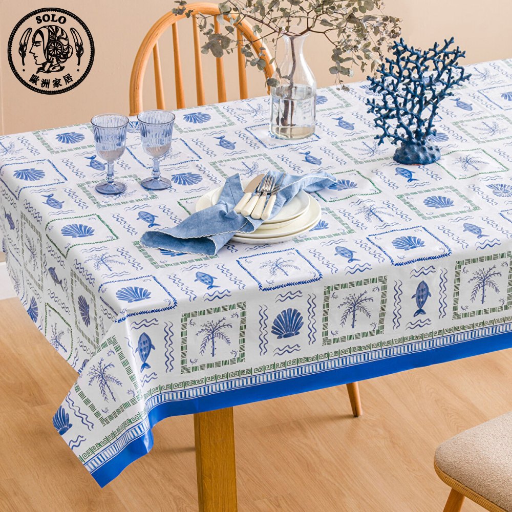 【SOLO Vintage】LCW Home 140x180cm Mediterranean Coastal Style Table Cloth Waterproof, , large