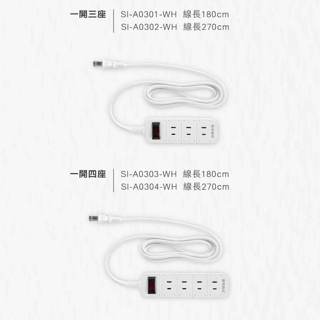 《台灣製》居家延長線 1.8m/2.7m（6尺/9尺）2孔插頭 過載保護 安全設計, , large