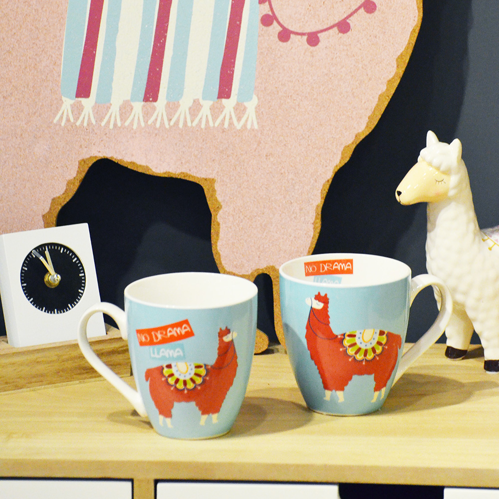 2-Piece Alpaca Pattern Ceramic Mug Se, , large