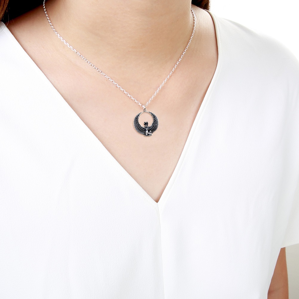【Angel & Me】 Egyptian Isis Goddess s925 sterling silver necklace birthday gift, , large