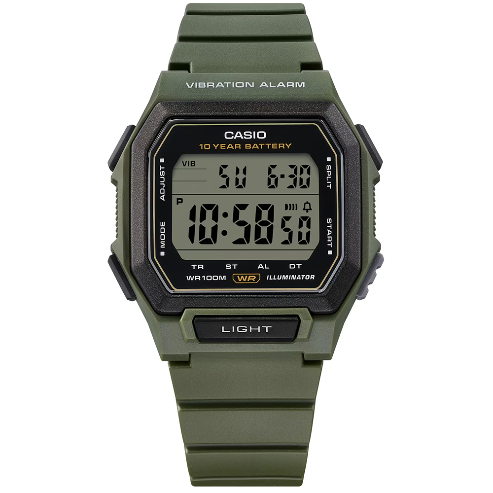 CASIO 卡西歐 10年電力方形電子錶-墨綠 手錶 學生錶 送禮 禮物 推薦(W-738H-3AV), , large