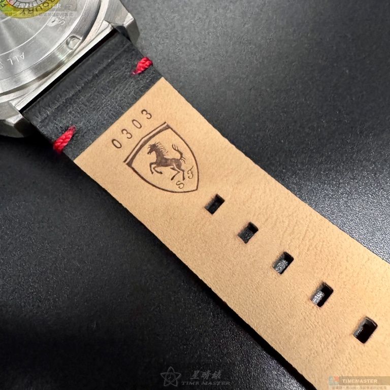 [星晴錶業]FERRARI手錶,46mm,FE00084黑色錶面銀錶殼深黑色真皮皮革錶帶款, , large