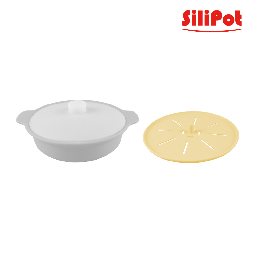 [Korean SiliPot] Popular Korean Platinum Silicone Multi-functional Steamer + Steamer Rack (Microwave, Steaming, Platinum Silicone) # Steamer Capacity: 850ml, , large
