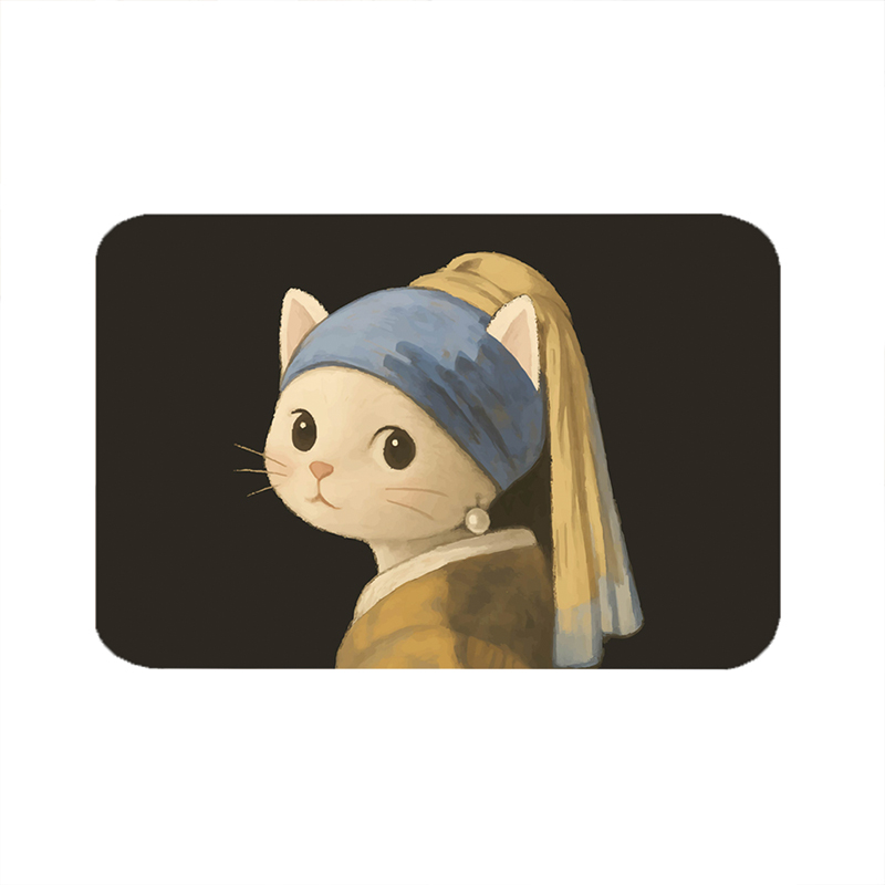 【Monster】 Soft Diatomaceous Earth Absorbent Mat &ndash; Nordic Animal Series (60x40cm) &ndash; Pearl Cat, , large