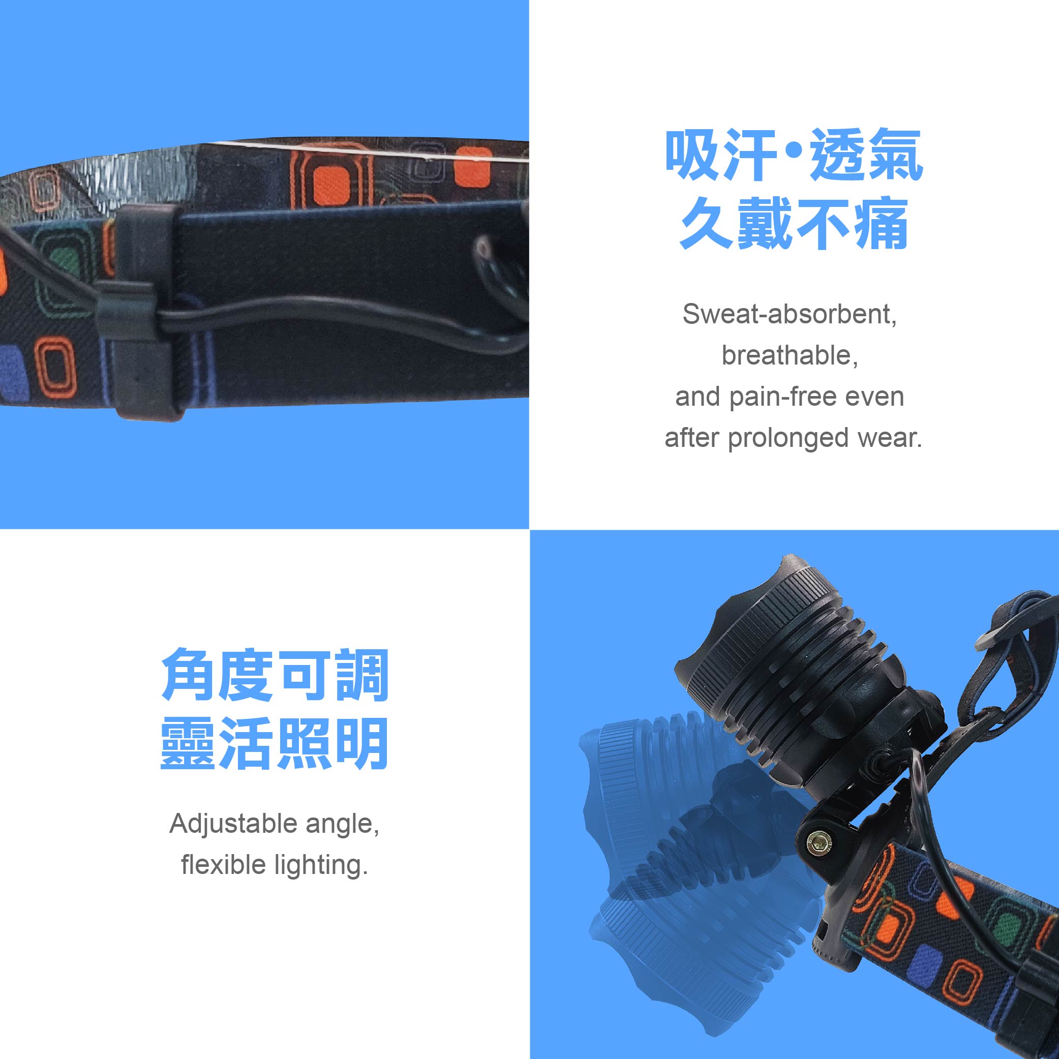 鉅玉經典｜50W 調焦充電式頭燈 贈充電器 登山 露營燈 工作燈 LED 三段 HK-K1108, , large