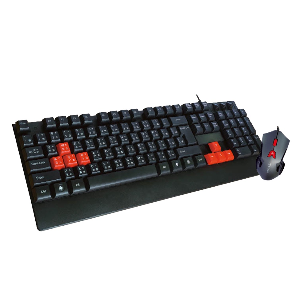 KTnet V20 Mechanical Feel Wired Keyboard and Mouse Set Floating Button Design 6D Optical Mouse Ergonomic Design, , large