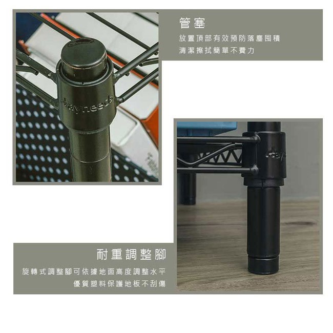 【Y HOUSE】76x30x90cm Lightweight Three-layer Iron Rack Iron Rack Shelf - Painted Black, , large