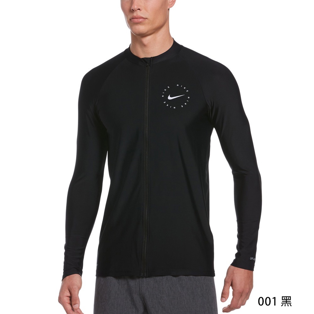 出清 NIKE LIQUID LOGO 成人男性長袖拉鍊防曬衣 泳裝 抗UV DRI-FIT速乾科技 NESSB674, , large
