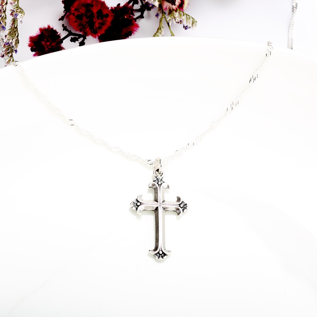 【Angel & Me】Iris Cross s925 sterling silver necklace Valentine's Day gift, , large