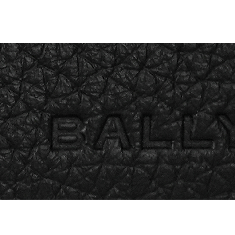 BALLY Ribbon 紅白條紋牛皮對開證件照短夾/黑色, , large