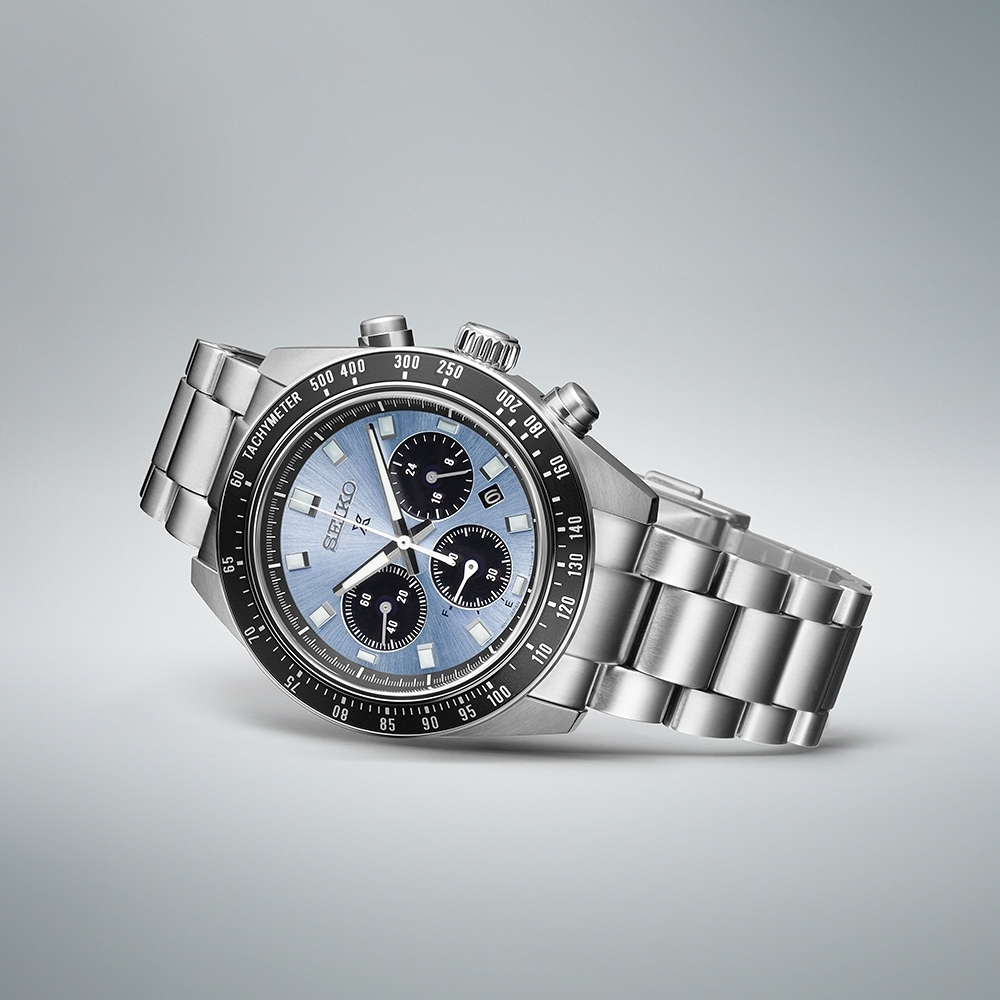 SEIKO 精工 SPEEDTIMER 冰藍熊貓 太陽能計時錶 SSC935P1/V192-0AH0U, , large