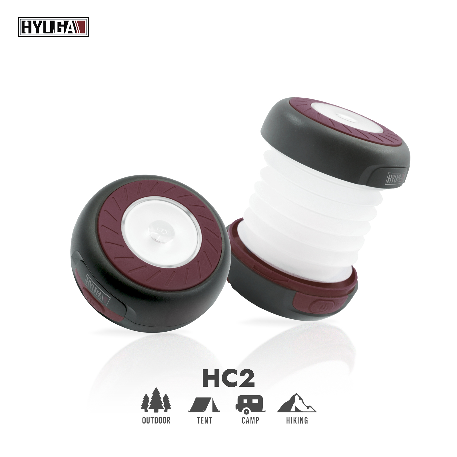 【HYUGA】Collapsible LED Camping Lantern &ndash; Dual Charging Modes, Dual Light Sources, Retro Chic Style, Tent Light, Ambient Light, Night Light , , large