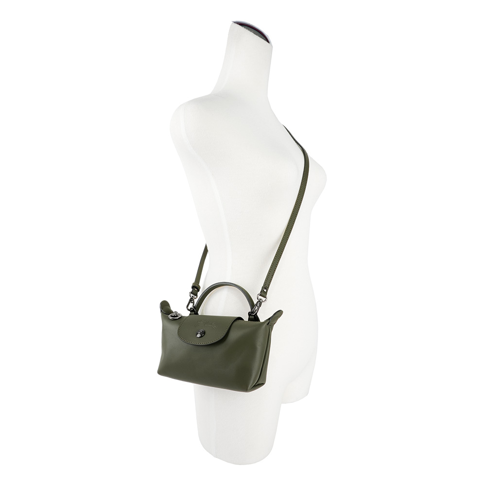LONGCHAMP Le Pliage Xtra XS 小牛皮迷你二用包(冷杉綠色), , large