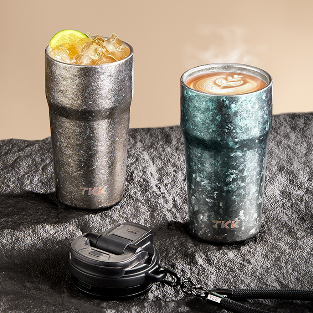 【TKK】洛奇系列 純鈦Ti 咖啡杯 保溫杯 隨身杯 630ML(提繩+直飲+吸管)-禮盒組, , large