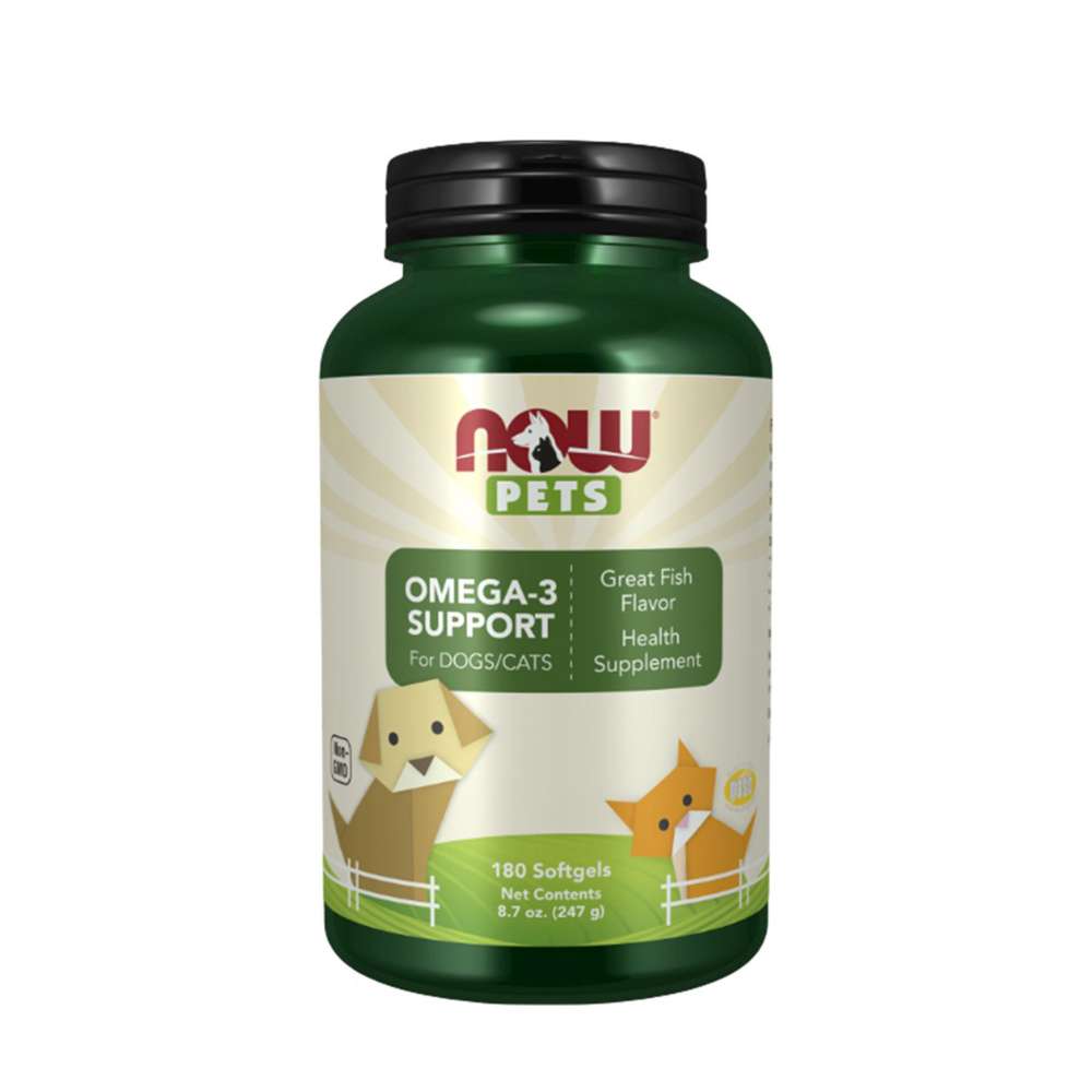 摩達客 美國進口 NOW娜奧寵物魚油Omega-3軟膠囊180顆/瓶*2入組｜貓狗營養保健, , large