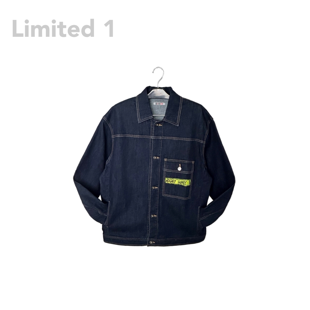  Hand-painted blockade wide denim jacket-men, , large