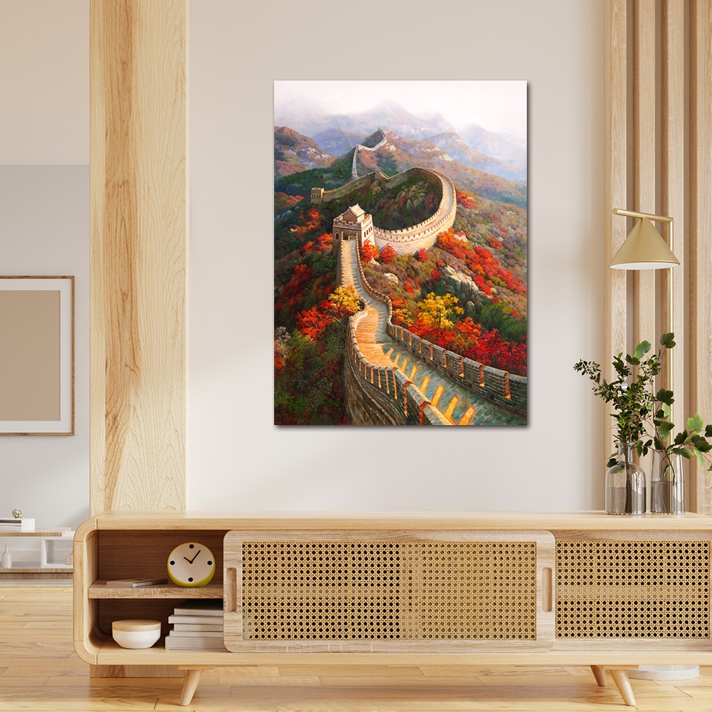 【御畫房】萬里長城 國家一級畫師手繪油畫60&times;90cm(VF-105), , large