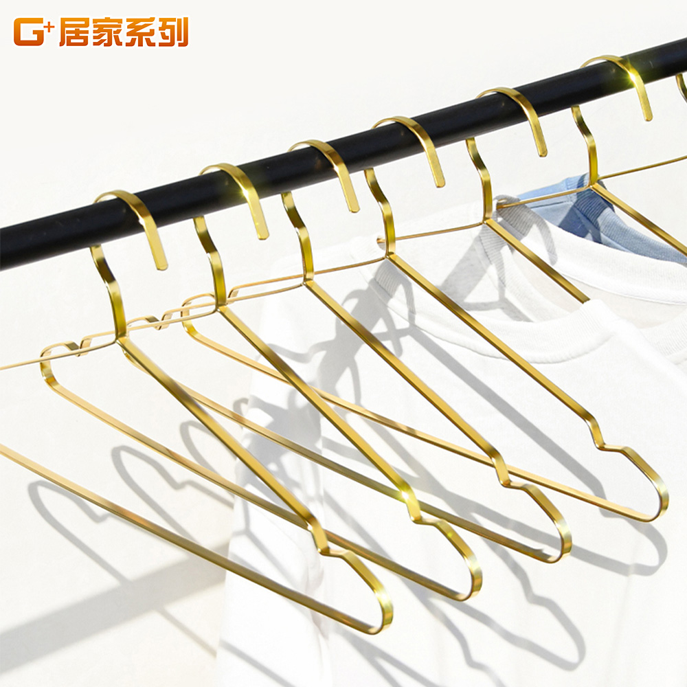 【G+居家】不鏽鋼加粗扁條衣架10入(晾曬架/凹槽衣架/加大加粗/大衣晾曬衣架/三角衣架), , large