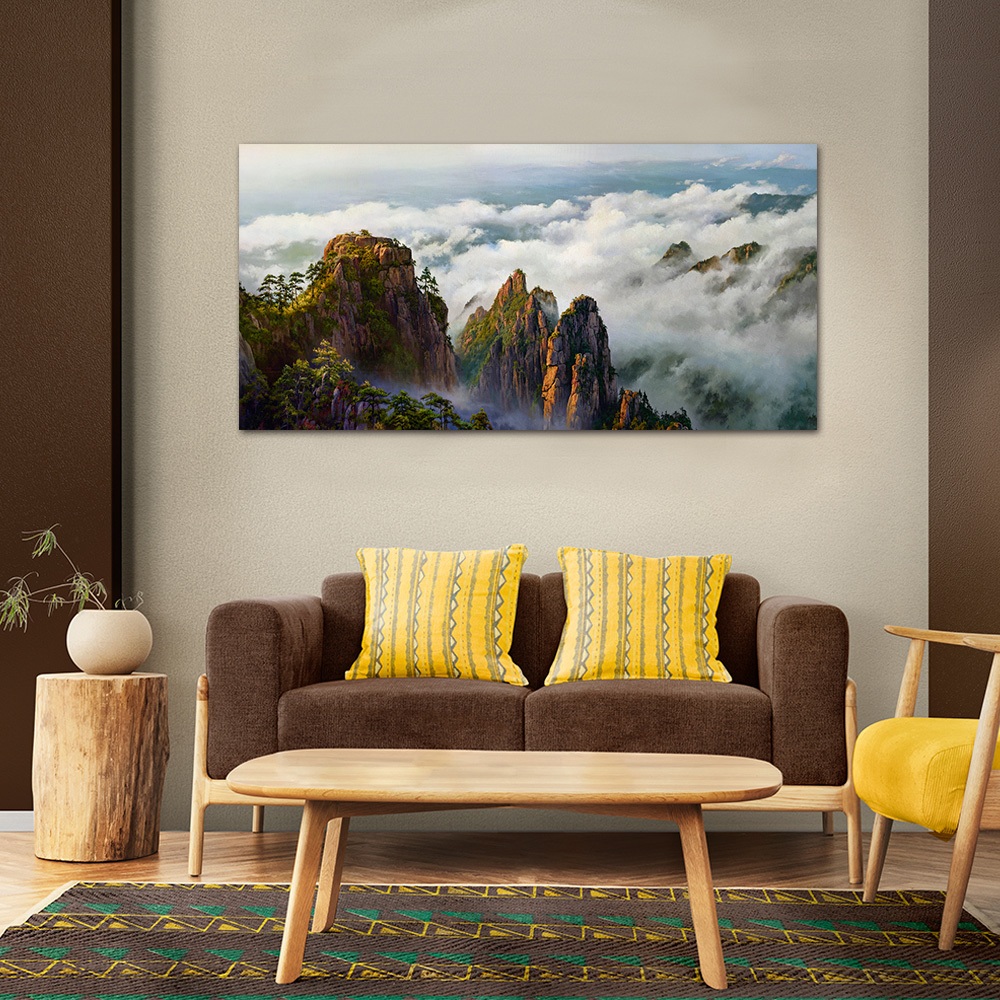 【御畫房】黃山雲海 國家一級畫師手繪油畫60&times;120cm(VF-137), , large