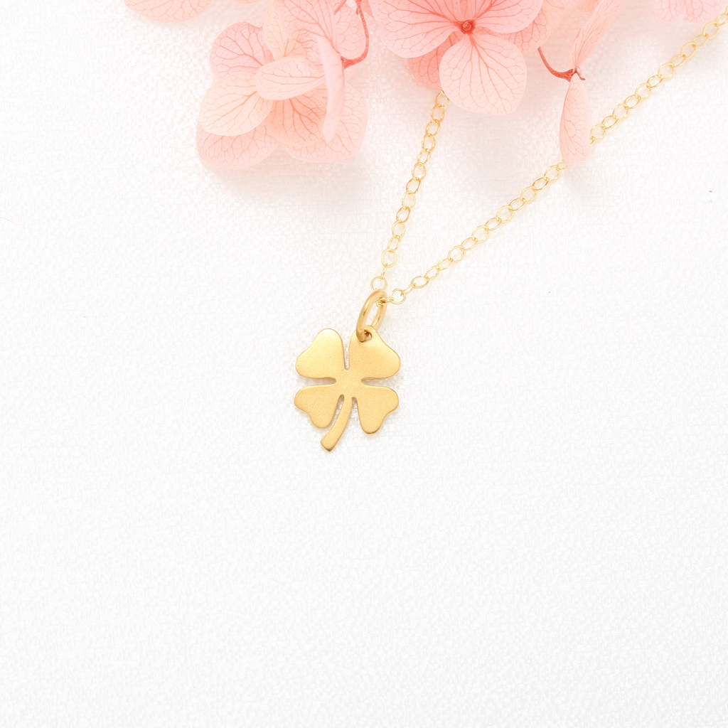 【Angel & Me】Four Leaf Clover s925 sterling silver 24k gold plated necklace, , large
