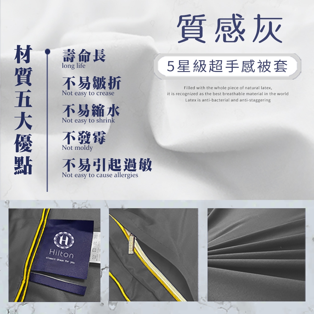 【Hilton 希爾頓】質感生活精緻工藝被套-時尚灰 7/1-7/31 滿千送【AOC】超聲波智能電動牙刷1個, , large