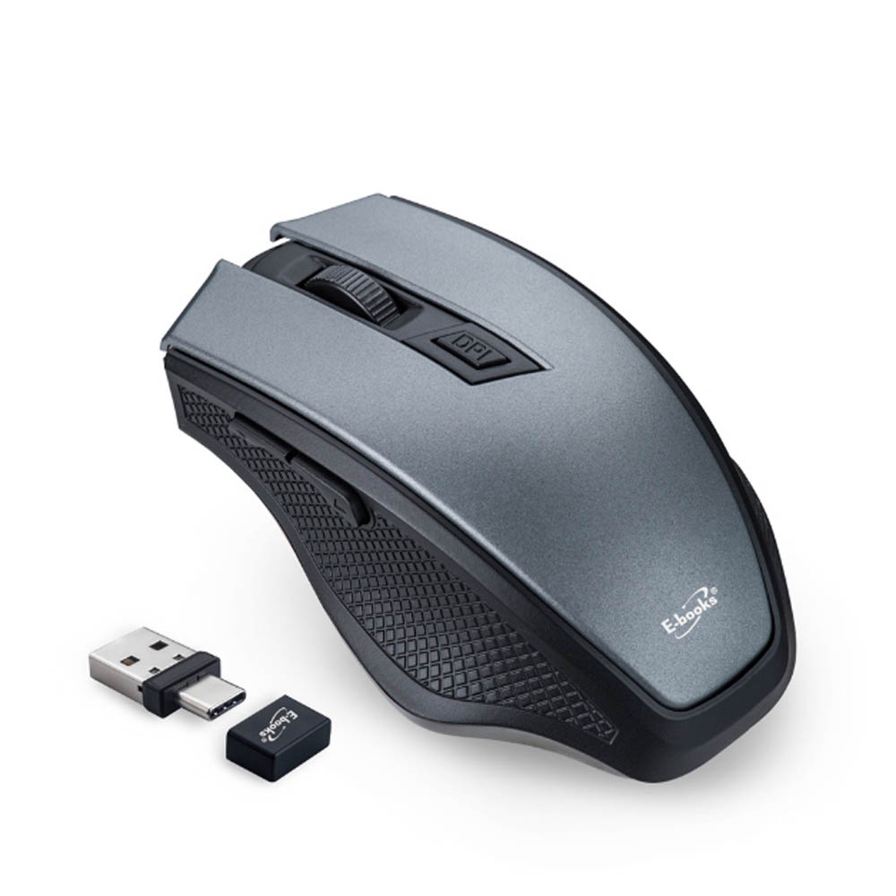 E-BOOKS M72 Six-Button Ultra-Quiet USB+Type C Dual-Interface Wireless Mouse 800-1600DPI Adjustable Silent Design 10-meter Chase, , large