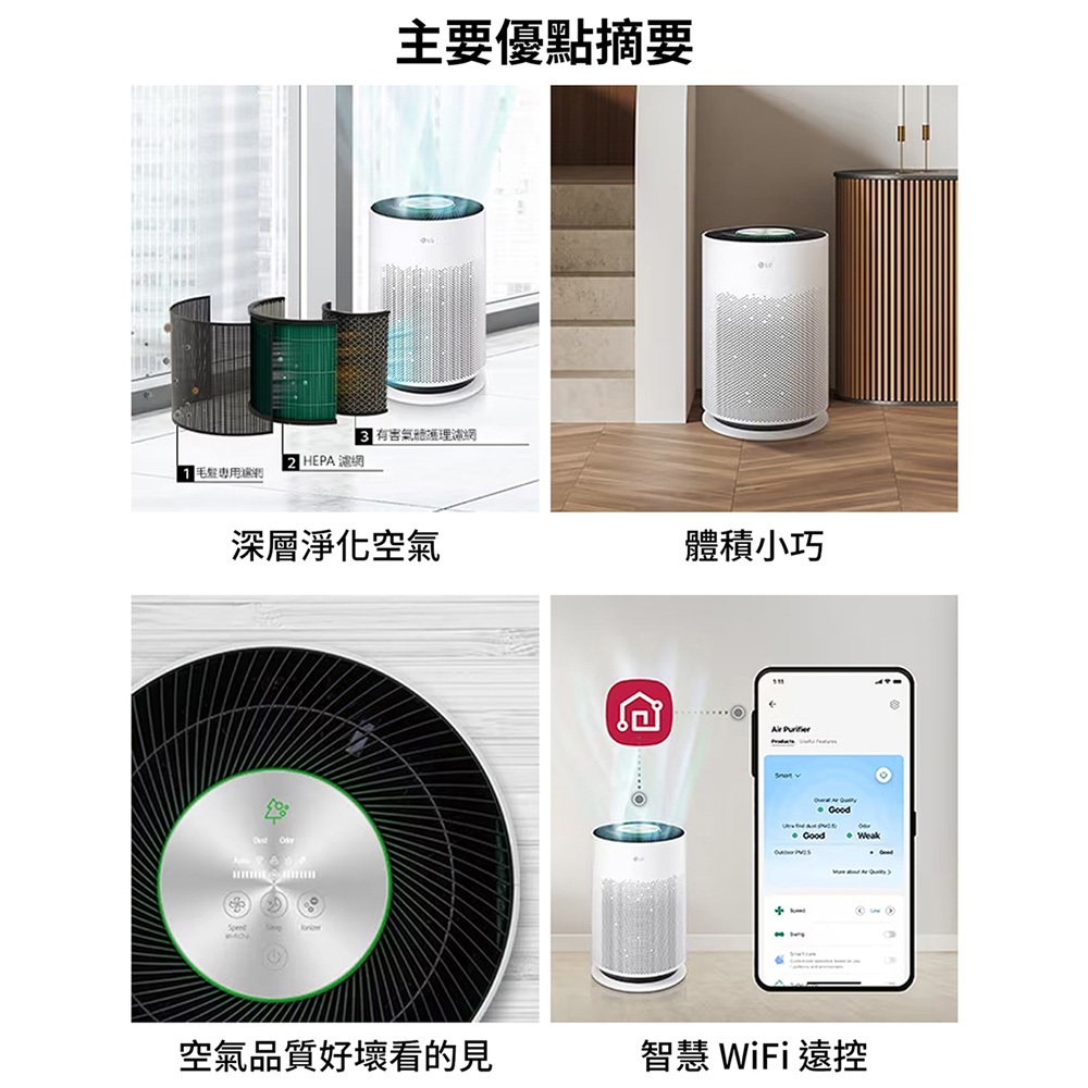 LG AS601HWG0 18坪 PuriCare&trade; 超淨化大白空氣清淨機-Hit, , large