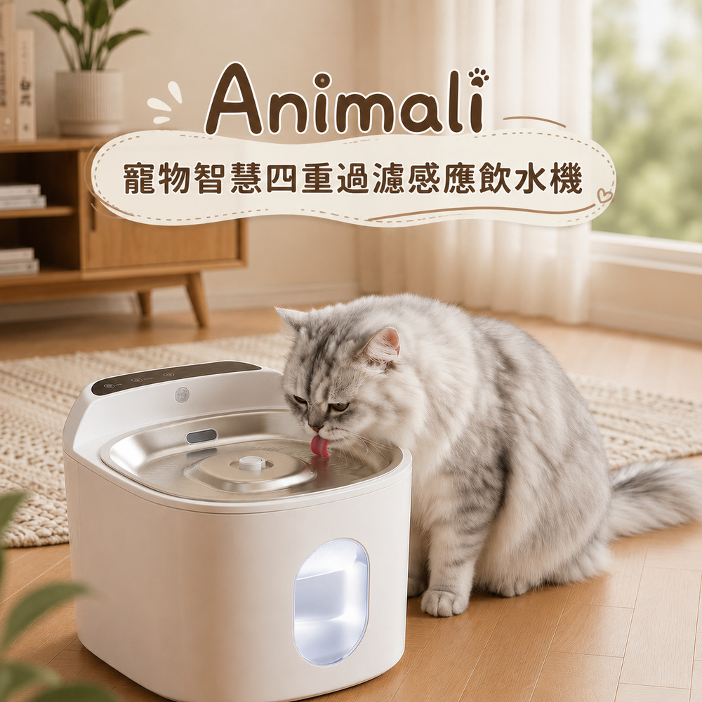 Animali｜寵物智慧四重過濾感應飲水機-附濾心x6, , large