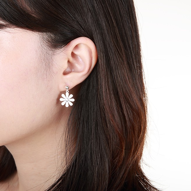 【Angel & Me】Daisy Flower s925 sterling silver earrings (changeable ear clips), , large