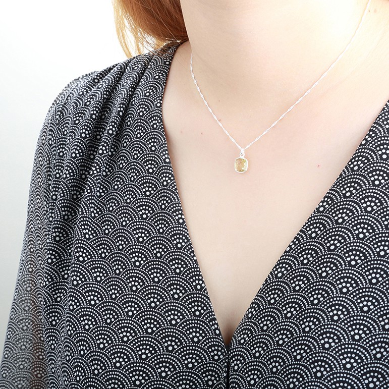 【Angel & Me】Lemon yellow crystal s925 sterling silver necklace birthday gift, , large