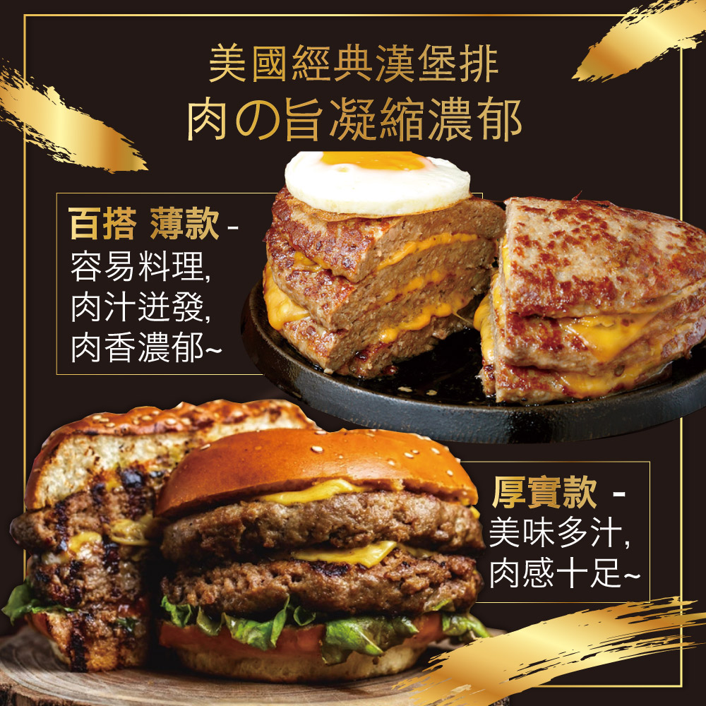 赤豪家庭私廚 美式牛肉漢堡排任選1.4kg(厚200g/片薄100g/片)_任選, , large