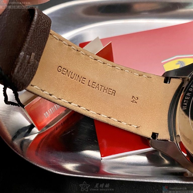 [星晴錶業]FERRARI手錶,46mm,FE00066白色錶面玫瑰金錶殼咖啡色真皮皮革錶帶款, , large