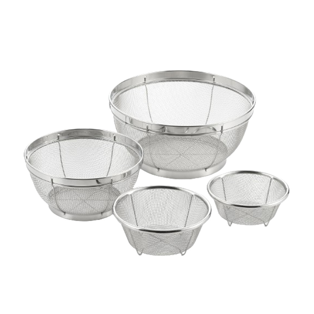 【YOSHIKAWA吉川】日本18-8不鏽鋼MIZKEAD料理濾水籃組 1組4入(13/15/19/25cm)SJ3468, , large