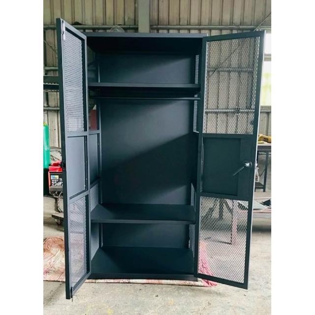 【 SHAONIANNA.TW 】 工業風雙開門金屬網格衣櫃｜附鎖設計｜高180&times;寬90&times;深60cm｜高質感收納櫃｜台灣生產製造, , large