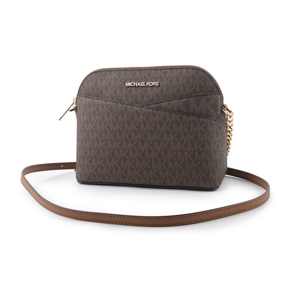 Michael Kors 金字滿版塗層帆布口袋貝殼包/咖啡色, , large