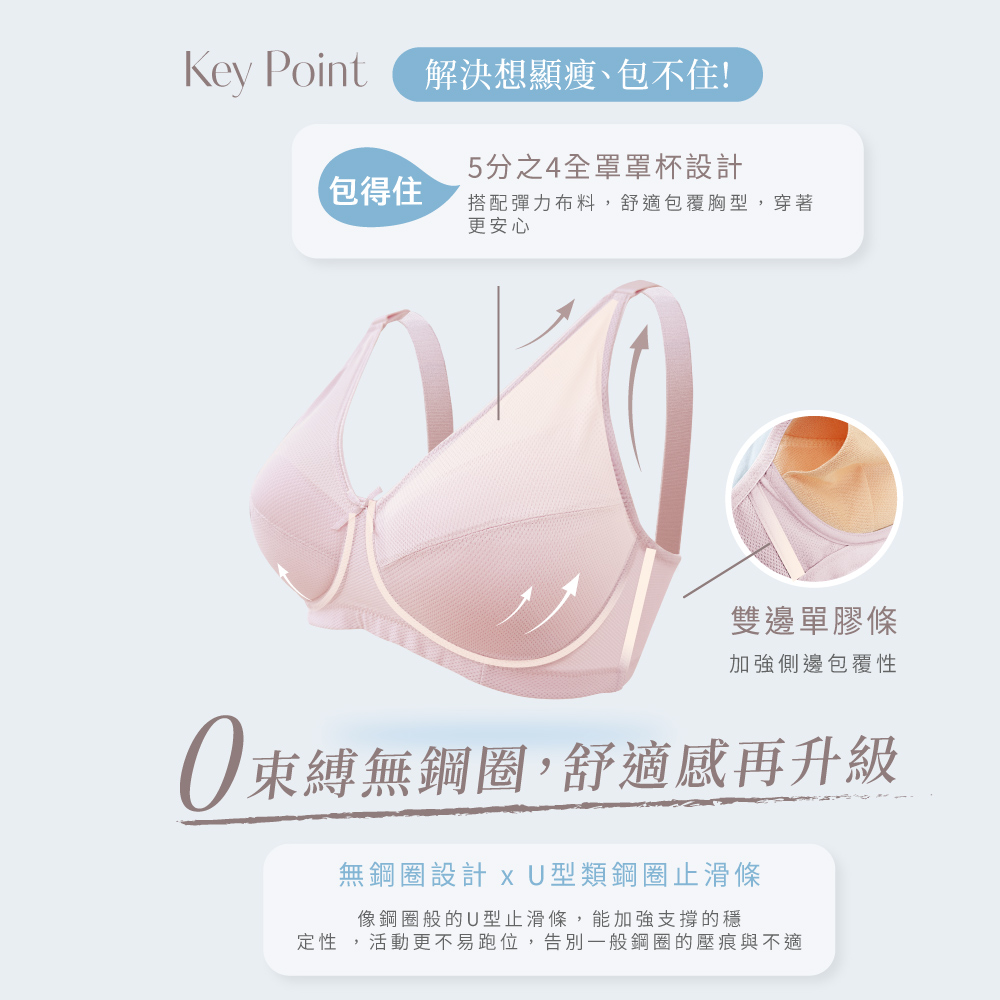 【Clany可蘭霓】台灣製Coolplus極薄透氣無鋼圈全罩BCD內衣 8055-32 粉色, , large