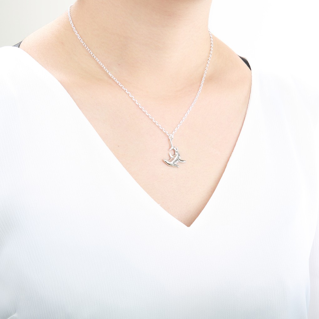 【Angel & Me】Hammerhead shark s925 sterling silver necklace Birthday gift, , large