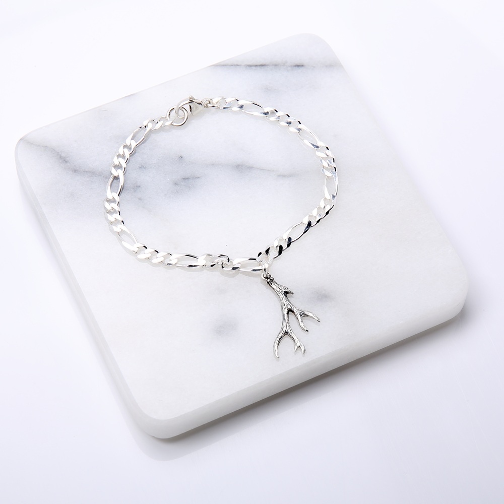 【Angel & Me】Deer Antler s925 sterling silver bracelet birthday gift, , large