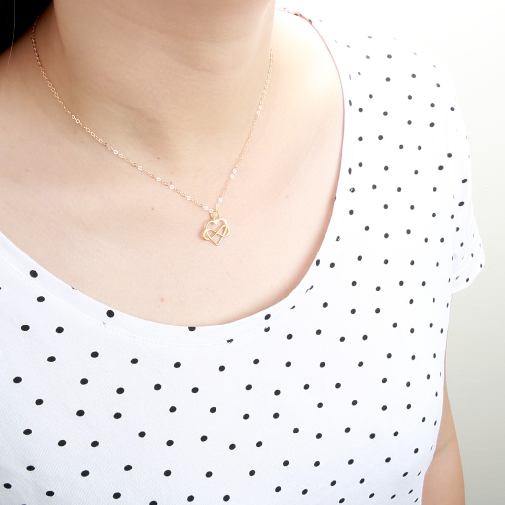 【Angel & Me】Endless love s925 sterling silver 24k gold plated necklace gift, , large